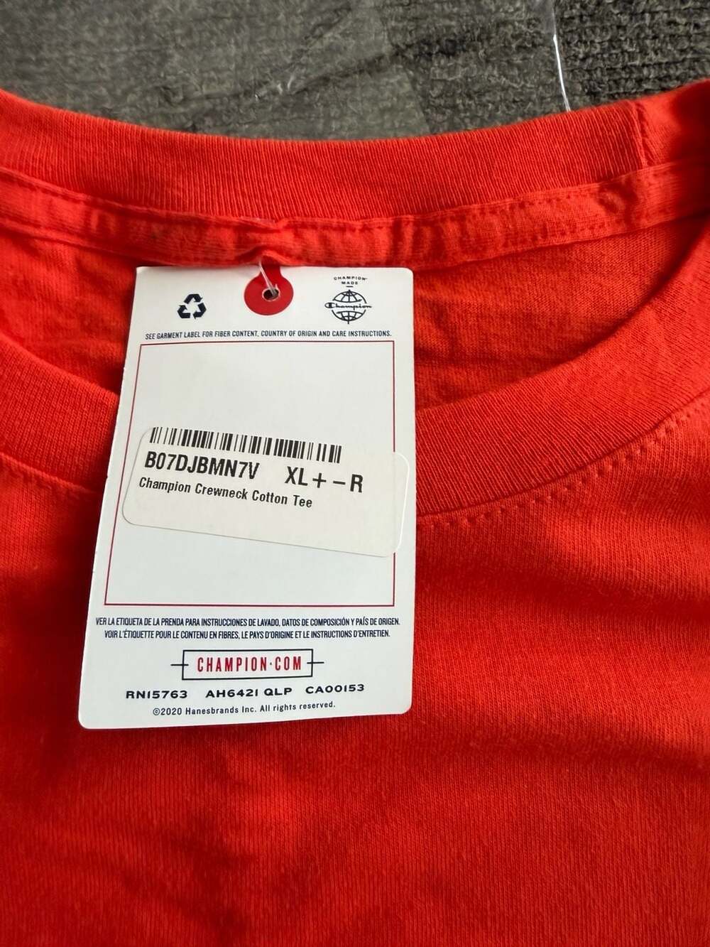Champion Crewneck Cotton Tee Orange Script Logo T-Shirt XL - Picture 4 of 6